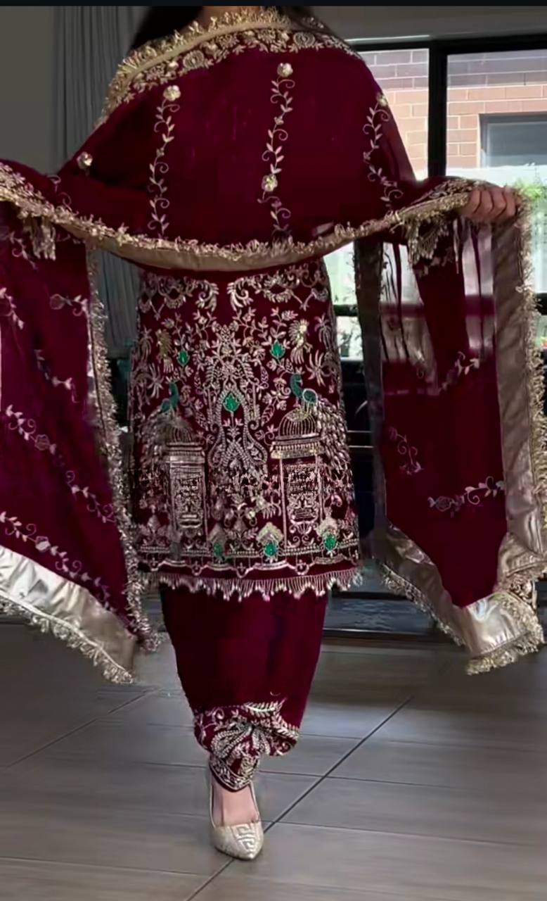 Natural crepe kurta dhoti with dupatta sets