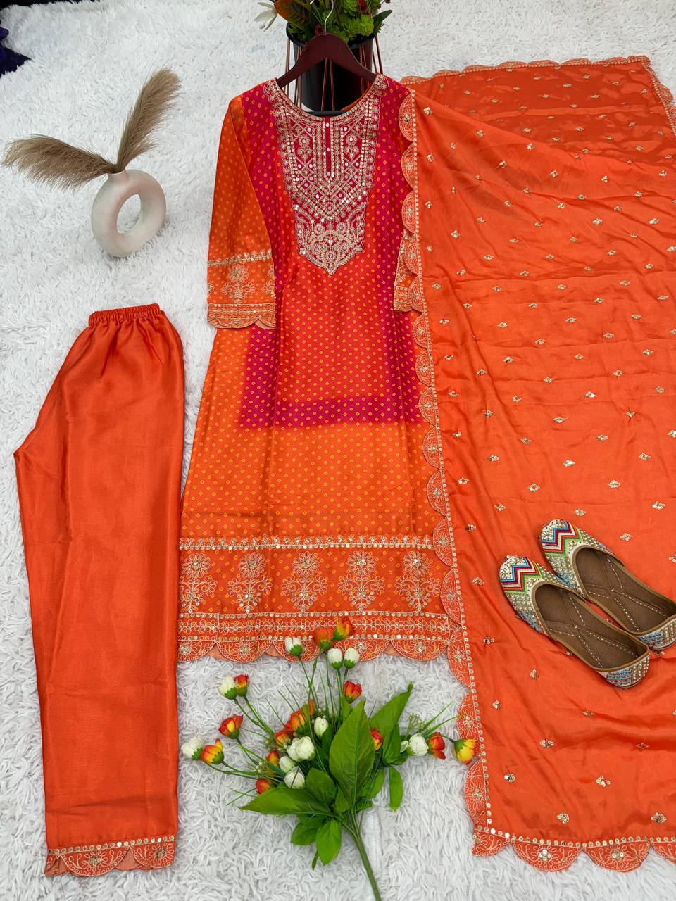 Faux Georgette Designer Kurta Sharara with Dupatta set