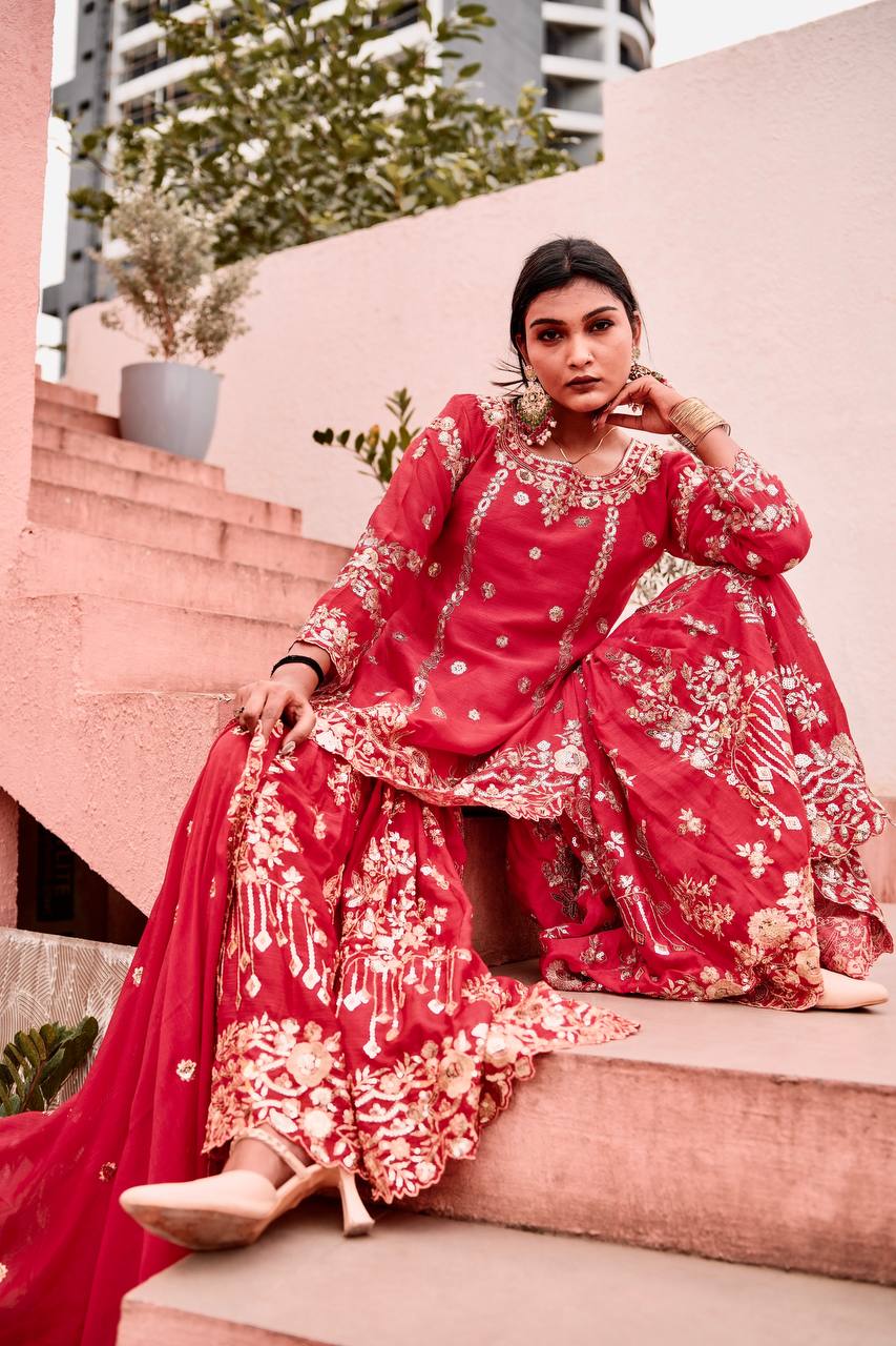 Festival wear red suit set for women
