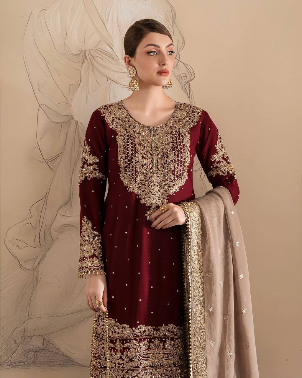 Faux Georgette Kurta Sharara with Dupatta set