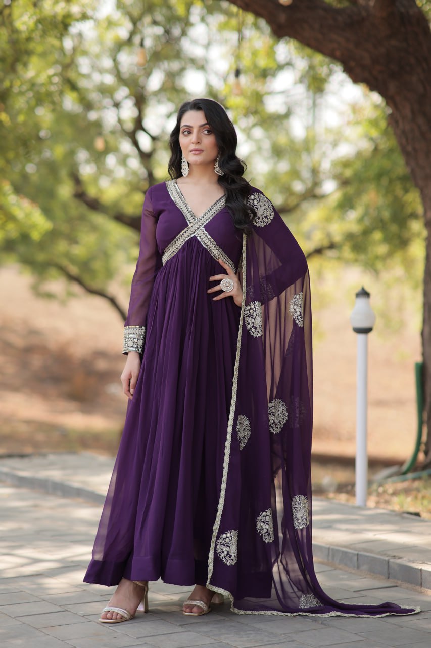 Premium readymade alia cut gown with dupatta set for women